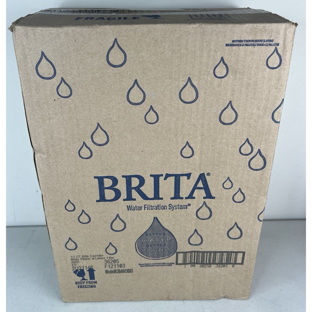 NEW Brita OB46 OB03 Large Water Filter Pitcher with Filter Bright White 10 Cup